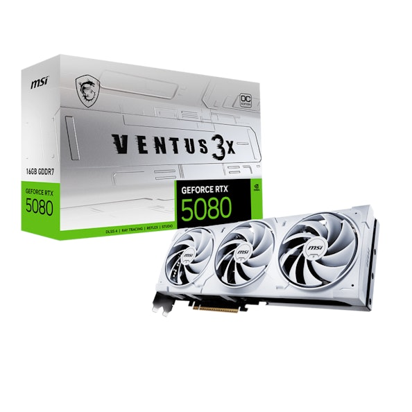 MSI GeForce RTX 5080 Ventus 3X OC White 16GB GDDR7 PCI-Express Graphics Card