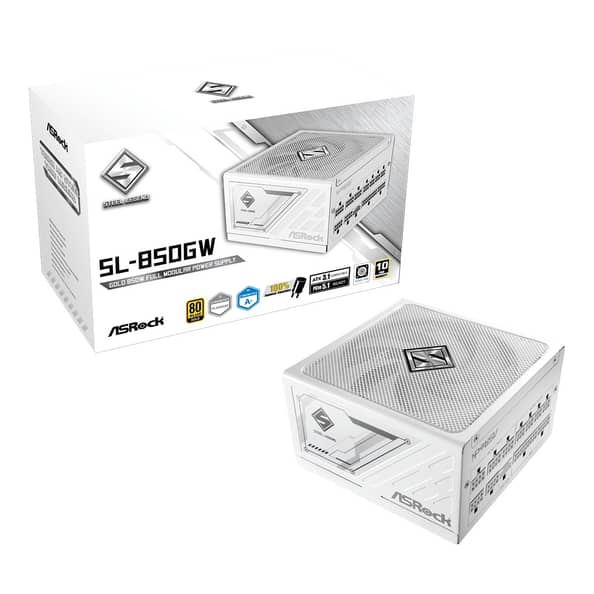 ASRock Steel Legend 850W ATX 3.1 PCIe 5.1 80 Plus Gold Modular Power Supply - White